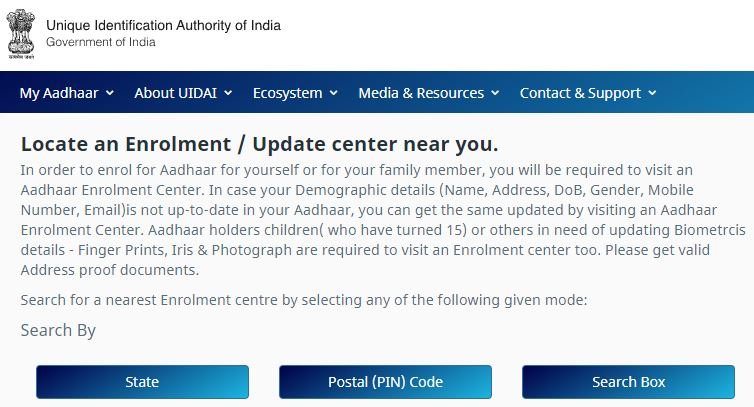 Aadhaar Card Update Center